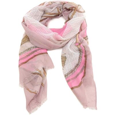 Liu Jo stola double da donna stampa catene e logo monogram all over soft peony Liu Jo stola double da donna stampa catene e logo monogram all over soft peony