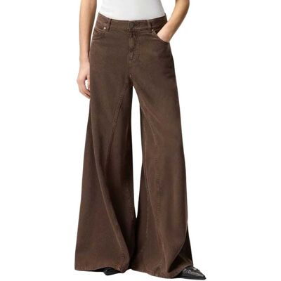 Pinko pantaloni da donna winona bull in denim a gamba larga marrone Pinko pantaloni da donna winona bull in denim a gamba larga marrone
