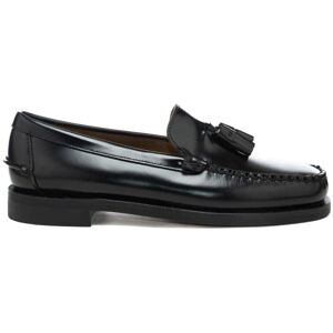 Sebago mocassini da uomo in pelle lucida con nappina frontale neri Sebago mocassini da uomo in pelle lucida con nappina frontale neri
