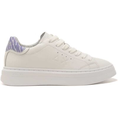 Sun68 sneakers da donna grace leather con inserto animalier a contrasto sul retro bianco lilla Sun68 sneakers da donna grace leather con inserto animalier a contrasto sul retro bianco lilla
