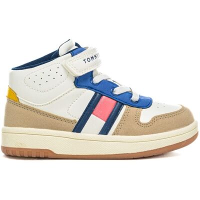 Tommy Hilfiger sneakers alte da bambino con chiusura a strappo e lacci multicolor Tommy Hilfiger sneakers alte da bambino con chiusura a strappo e lacci multicolor