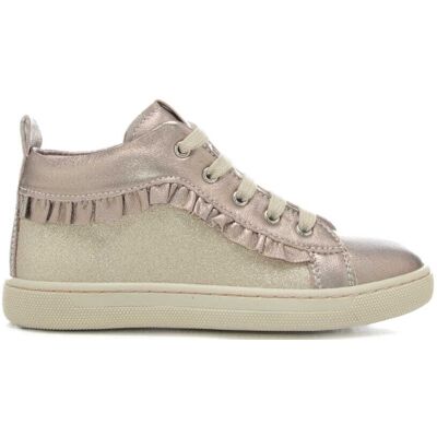 Nerogiardini sneakers alte da bambina con ruches sulla parte esterna platino Nerogiardini sneakers alte da bambina con ruches sulla parte esterna platino
