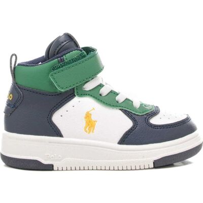 Polo Ralph Lauren sneakers alte da bambino con inserti a contrasto colore bianco navy Polo Ralph Lauren sneakers alte da bambino con inserti a contrasto colore bianco navy
