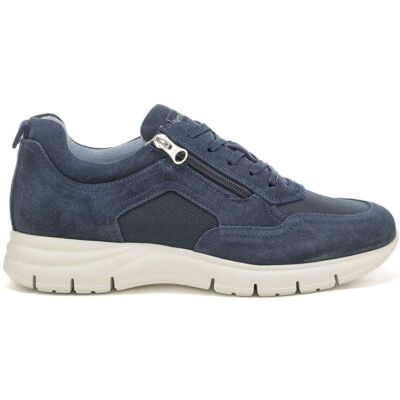 Nerogiardini sneakers da uomo in tessuto e suede con zip laterale blu navy Nerogiardini sneakers da uomo in tessuto e suede con zip laterale blu navy