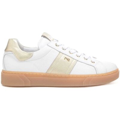Nerogiardini sneakers da donna con inserti laminati bianche oro Nerogiardini sneakers da donna con inserti laminati bianche oro