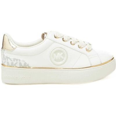 Michael Kors sneakers da bambina jordana finn con inserto pattern logo sul retro bianco oro Michael Kors sneakers da bambina jordana finn con inserto pattern logo sul retro bianco oro