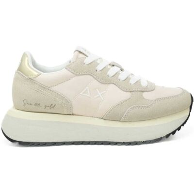 Sun68 sneakers da donna big ally gold con inserti in suede bianco panna Sun68 sneakers da donna big ally gold con inserti in suede bianco panna