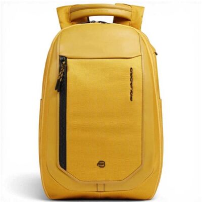 Piquadro Zaino Bagmotic Unisex Giallo in Pelle e Tessuto con Porta PC 14'' e iPad Piquadro Zaino Bagmotic Unisex Giallo in Pelle e Tessuto con Porta PC 14'' e iPad