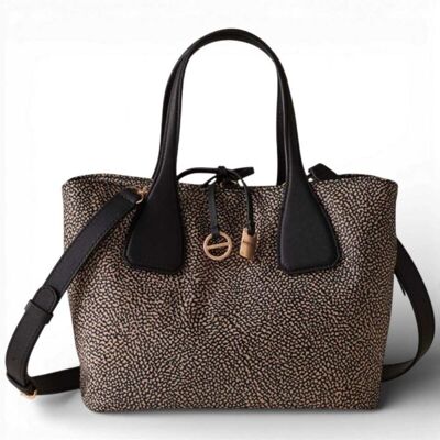 Borsa Bauletto M. con tracolla BORBONESE OP Naturale/Nero - 91010215-AH1-X11 Borsa Bauletto M. con tracolla BORBONESE OP Naturale/Nero - 91010215-AH1-X11