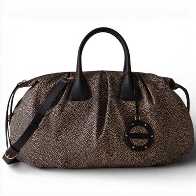 Borsa Bauletto L. con tracolla BORBONESE OP Naturale/Nero - 91010216-AH1-X11 Borsa Bauletto L. con tracolla BORBONESE OP Naturale/Nero - 91010216-AH1-X11