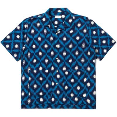 camicia universal works deck shirt diamond ikat - indigo camicia universal works deck shirt diamond ikat - indigo