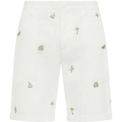 bermuda uomo sun68 - short chino embroidery - bianco bermuda uomo sun68 - short chino embroidery - bianco