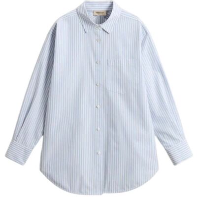 camicie donna woolrich - striped cotton poplin boyfriend shirt stripe blue - blu camicie donna woolrich - striped cotton poplin boyfriend shirt stripe blue - blu