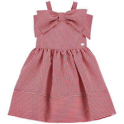 MONNALISA abito a righe con fiocco bambina rosso e bianco MONNALISA abito a righe con fiocco bambina rosso e bianco