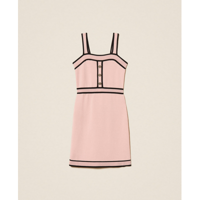 TWINSET abito in maglia con bordi bambina rosa-nero TWINSET abito in maglia con bordi bambina rosa-nero