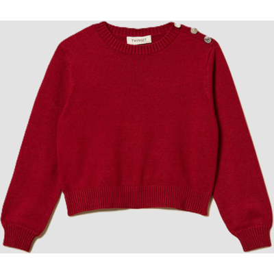 TWINSET maglia con bottoni spalla bambina rosso TWINSET maglia con bottoni spalla bambina rosso