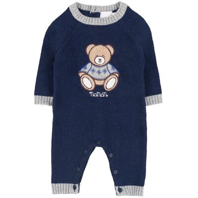 Nanan - Tutina In Filo Blu C/orsetto I24104 Nanan - Tutina In Filo Blu C/orsetto I24104