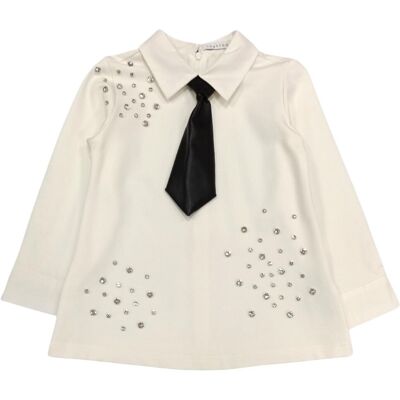 To Be Too - Abito Bianco C/cravatta Nera BF24A614 To Be Too - Abito Bianco C/cravatta Nera BF24A614