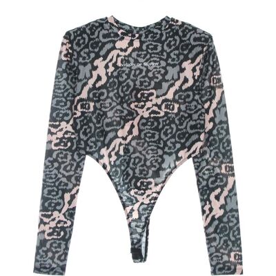 VISION OF SUPER Body Donna Allover Leopard Body Pink/grey VISION OF SUPER Body Donna Allover Leopard Body Pink/grey