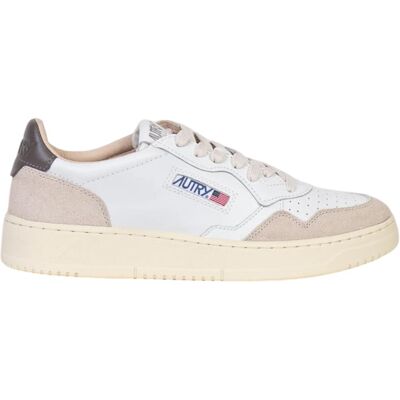 Autry Medalist Low - Sneakers in Pelle e Suede Bianco Beige da Uomo Autry Medalist Low - Sneakers in Pelle e Suede Bianco Beige da Uomo