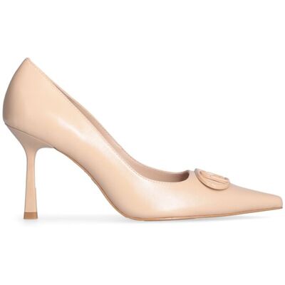 Liu Jo Decollete Sabry 03 in Pelle Shiny Nappa con Tacco a Clessidra e Maxi Logo Liu Jo Decollete Sabry 03 in Pelle Shiny Nappa con Tacco a Clessidra e Maxi Logo