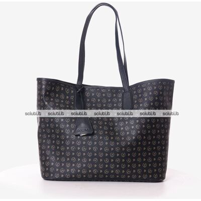 Borsa shopping Pollini Heritage donna logo all over nero Borsa shopping Pollini Heritage donna logo all over nero
