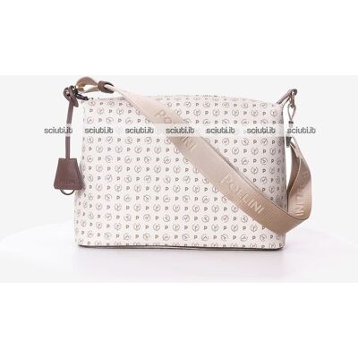 Borsa a spalla Pollini Heritage donna bianco avorio marrone Borsa a spalla Pollini Heritage donna bianco avorio marrone