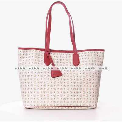 Borsa shopping Pollini Heritage donna bianco avorio dettagli rosso Borsa shopping Pollini Heritage donna bianco avorio dettagli rosso