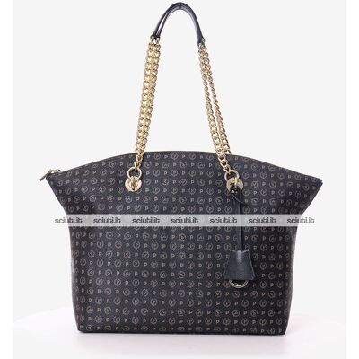 Borsa shopping Pollini Heritage donna nera stondata Borsa shopping Pollini Heritage donna nera stondata