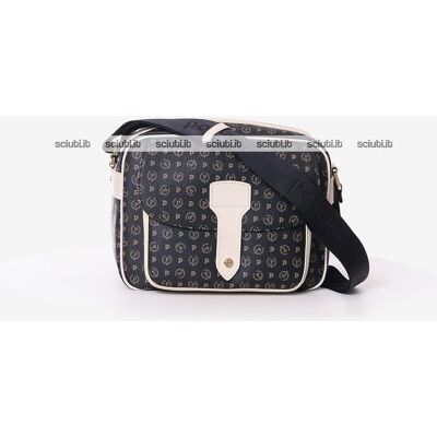 Borsa tracolla Pollini Heritage donna nero bianco avorio con tasca frontale Borsa tracolla Pollini Heritage donna nero bianco avorio con tasca frontale