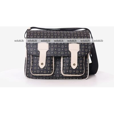 Borsa messenger Pollini Heritage donna nero bianco avorio Borsa messenger Pollini Heritage donna nero bianco avorio