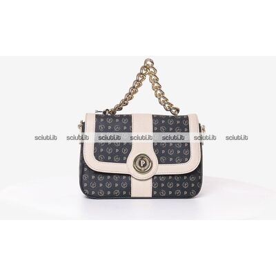 Borsa tracolla Pollini Heritage donna nero bianco avorio con catena Borsa tracolla Pollini Heritage donna nero bianco avorio con catena