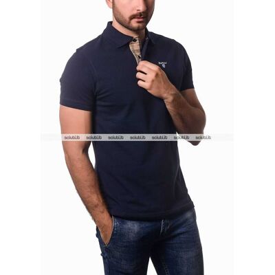 Polo Barbour uomo Tartan pique blu scuro Polo Barbour uomo Tartan pique blu scuro