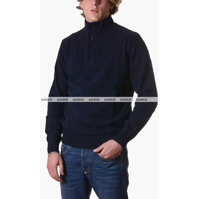 Maglione Barbour uomo blu scuro in lana con patch Maglione Barbour uomo blu scuro in lana con patch