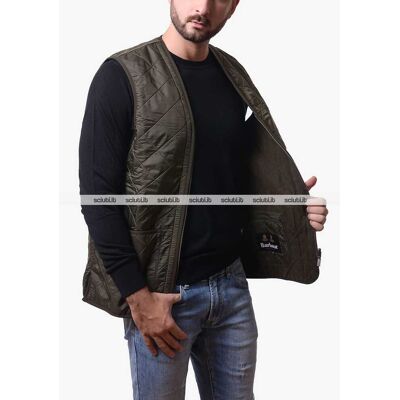 Smanicato Barbour uomo verde scuro polar trapuntato Smanicato Barbour uomo verde scuro polar trapuntato