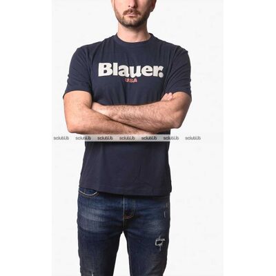 Tshirt Blauer uomo blu scuro Ernst in cotone girocollo con logo Tshirt Blauer uomo blu scuro Ernst in cotone girocollo con logo