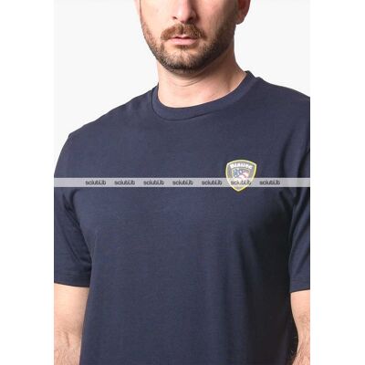 Tshirt Blauer uomo blu scuro Faxon in cotone girocollo con logo gommato Tshirt Blauer uomo blu scuro Faxon in cotone girocollo con logo gommato