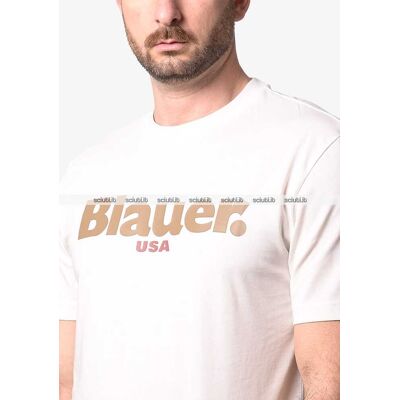 Tshirt Blauer uomo bianco avorio Ernst in cotone girocollo con logo Tshirt Blauer uomo bianco avorio Ernst in cotone girocollo con logo