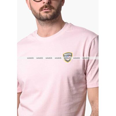 Tshirt Blauer uomo rosa Faxon in cotone girocollo con logo gommato Tshirt Blauer uomo rosa Faxon in cotone girocollo con logo gommato