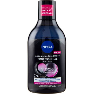 Nivea Acqua Micellare Bifase Professional Anche Per Pelli Sensibili 400 ml Nivea Acqua Micellare Bifase Professional Anche Per Pelli Sensibili 400 ml