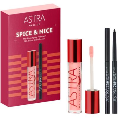 Astra Make-Up Cofanetto Spice & Nice Con My Gloss Spicy Plumper E 24h Color Stain Pencil Astra Make-Up Cofanetto Spice & Nice Con My Gloss Spicy Plumper E 24h Color Stain Pencil