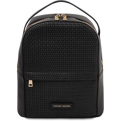 Tuscany Leather Zaino in pelle stampa intrecciata Nero Tuscany Leather Zaino in pelle stampa intrecciata Nero