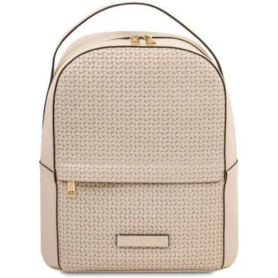 Tuscany Leather Zaino in pelle stampa intrecciata Beige Tuscany Leather Zaino in pelle stampa intrecciata Beige