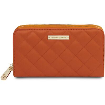 Tuscany Leather Portafoglio in pelle morbida con doppia zip around Arancio Tuscany Leather Portafoglio in pelle morbida con doppia zip around Arancio