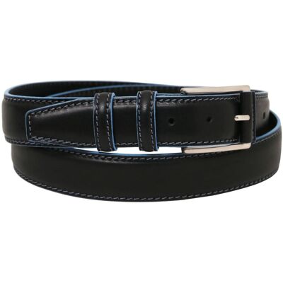 Tuscany Leather Cintura casual in pelle 35mm con bordi colorati in azzurro Nero 105 cm Tuscany Leather Cintura casual in pelle 35mm con bordi colorati in azzurro Nero 105 cm