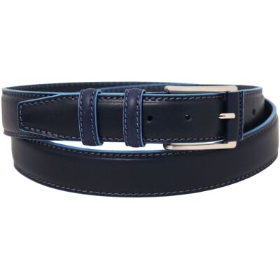 Tuscany Leather Cintura casual in pelle 35mm con bordi colorati in azzurro Blu scuro 115 cm Tuscany Leather Cintura casual in pelle 35mm con bordi colorati in azzurro Blu scuro 115 cm