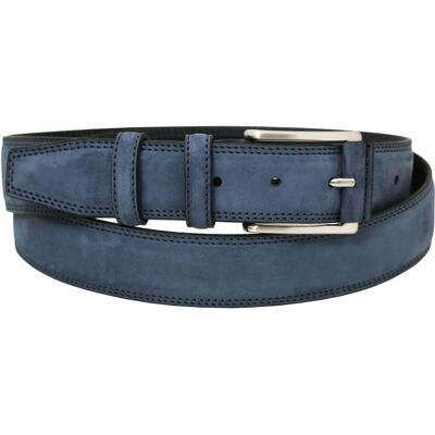 Tuscany Leather Cintura elegante in nabuk 35mm Blu scuro 105 cm Tuscany Leather Cintura elegante in nabuk 35mm Blu scuro 105 cm