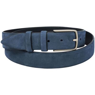 Tuscany Leather Cintura elegante in nabuk 35mm Blu scuro 105 cm Tuscany Leather Cintura elegante in nabuk 35mm Blu scuro 105 cm