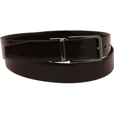 Tuscany Leather Cintura elegante double face in pelle spazzolata 35mm Testa di Moro 110 cm Tuscany Leather Cintura elegante double face in pelle spazzolata 35mm Testa di Moro 110 cm