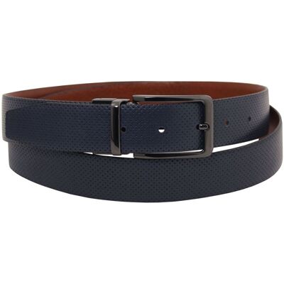 Tuscany Leather Cintura elegante double face 35mm in pelle liscia Blu scuro 105 cm Tuscany Leather Cintura elegante double face 35mm in pelle liscia Blu scuro 105 cm